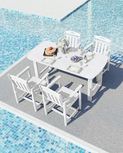 Ciokea HDPE Outdoor Dining Set, 5-Piece Patio Table and Chairs Set with Umbrella Hole, All-Weather Patio Dining Sets for 4, Durable Patio Furniture for Backyard, Garden, Lawn & Poolside, White