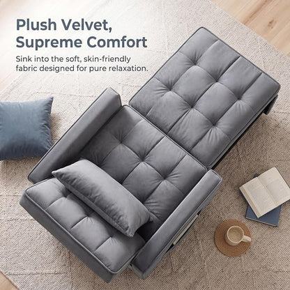 Sleeper Chair, Pull Out Chair Sleeper with Adjustable Back & Pocket, Convertible Chairs Bed Sleepers for Adults, 3 in 1 Sofa Bed Chairs for Small Spaces, Living Room, Gray
