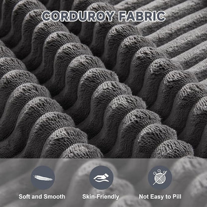 Cloud Couch Sectional, Modular Sofa with Deep Seat, Convertible Sectional Couches for Living Room, Plush Corduroy U Shaped Boneless Couch (Darkgrey, 6 Seater & 1 Ottoman)