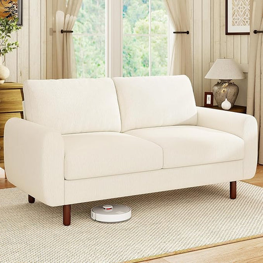 WorthFurni 68" Loveseat Sofa, Comfy Chenille Fabric Couches for Living Room with Spring Cushion and Solid Wood Frame, Modern Deep Seat Couch for Bedroom, Apartment, Office, Easy Assembly, Beige