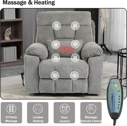 JIKFRIMA Dual Motor Power Lift Recliner Chair with Massage Heating for Adults Elderly, Electric Lift Chairs Lay Flat Recliners, Infinite Position, 2 Hidden Cup Holders