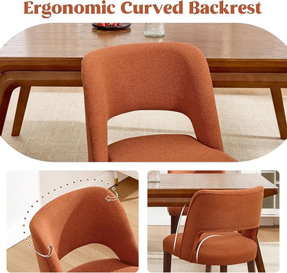 Dining Chair Set of 8,Modern Dining Room Chairs with Thick Cushions,Upholstered Linen Fabric Kitchen Chairs for Kitchen Dining Room Orange