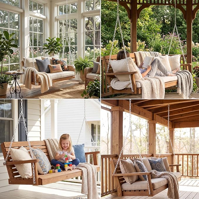 Heavy Duty Porch Swing Hanging Chain Kit (2 Pack) 1500 Lbs Capacity, up to 8 ft Length- Rustproof Zinc-Plated, 6 Quick Links & 2 Y-Chain Assemblies(White,Better Rust Protection)