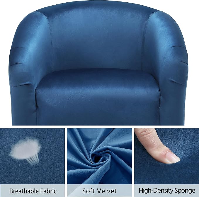 Topeakmart Velvet Accent Chair, Modern Club Chair Upholstered Armchair with Solid Legs Comfy Sofa Chair for Living Room/Bedroom/Waiting Room, Pagoda Blue