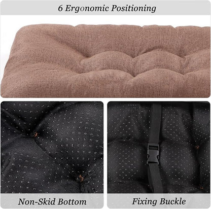 Rectangular Stool Cushion Set of 4, Soft Saddle Stool Cushions with Ties, Nonslip and Washable, Brown, 18 x 10.5 x 4 Inch
