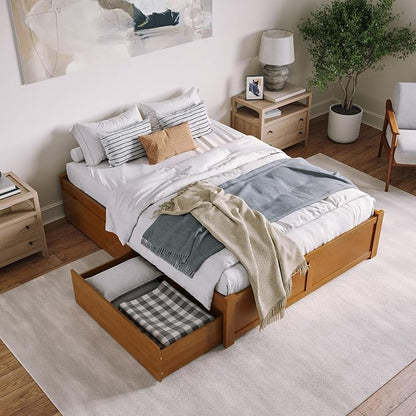 AFI, Concord Queen Platform Bed with Footboard & Storage Drawers, Light Toffee