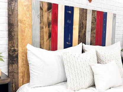 Barn Walls Americana Mix Signature Design, Multicolored Solid Wood Headboard, Floating Panels, Wall Mount, Adjustable Height, California King Size