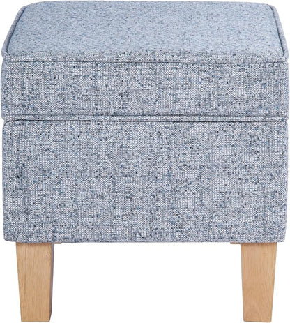 HomePop 22" Medium Tufted Storage Ottoman - Blue Gray Woven Fabric