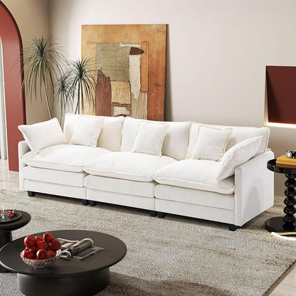 113.4" Modular Sectional Sofa,Cloud Couch for Living Room, Modern Deep Seat Sofa 3 Seater Chenille Fabric Comfy Couches with Throw Pillows for Apartment
