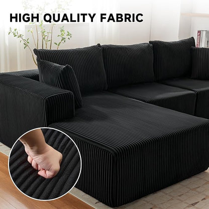 108” Modular Sectional Sofa, Cloud Sectional Couch with Deep Seat, Upholstered Boneless Couches for Living Room Bedroom, Modern Modular L-Shape Sofa Couch with Chaise (Left Facing Chaise, Black)