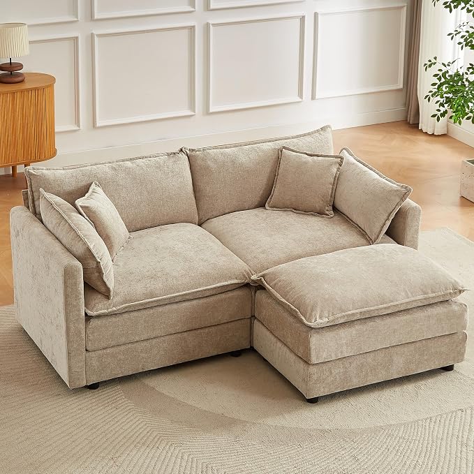 Modular Sectional Sofa, 77 Inch L Shaped Couch Set with Armrests, 2-Seater Comfy Cloud Couches for Living Room Apartment, Coffee