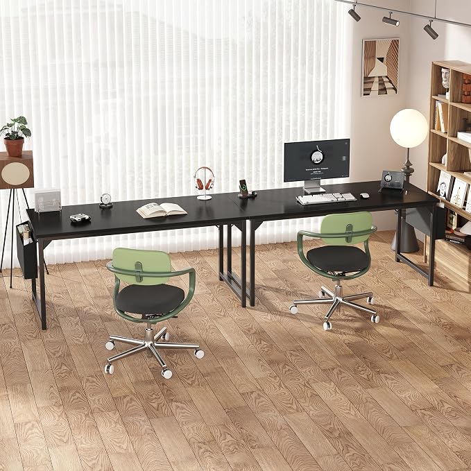 OLIXIS Computer Desk, 63 Inch Home Office Desks for Small Spaces, Writing Craft Study Gaming Table for Bedroom, Modern Computer Workstation with Storage Bag, Black