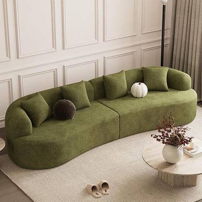 131" Curved Modular Sectional Sofa for Living Room, Modern Chenille Oversized Cloud Couch Sofa, Luxury Plush Extra Deep 4-Seater Boucle Couch for Apartment‌‌, No Assembly Required, Green