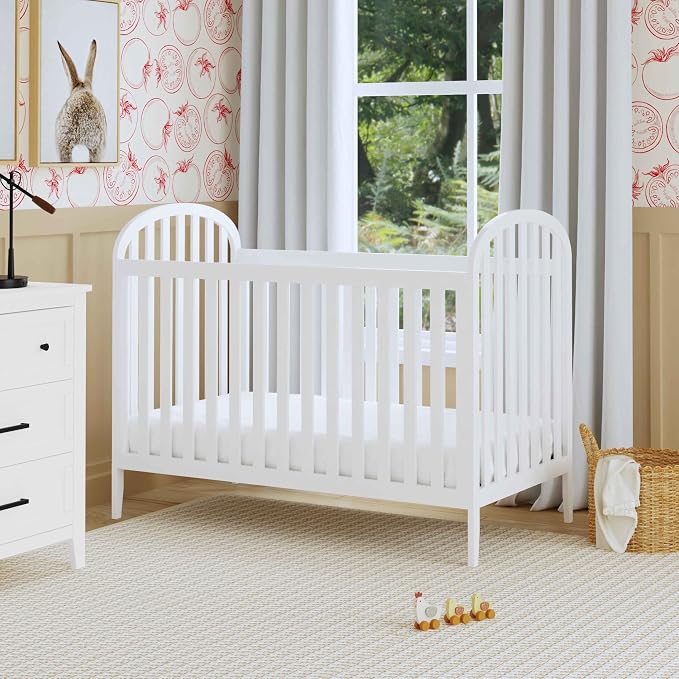Davinci Beau 3-in-1 Convertible Baby Crib, White | GREENGUARD Certified, Converts to Toddler Bed & Daybed, 4 Adjustable Mattress Heights, Toddler Conversion Kit Sold Separately