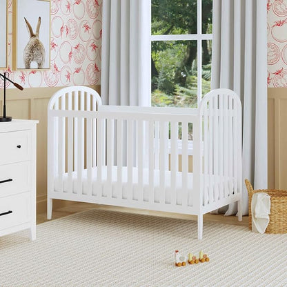Davinci Beau 3-in-1 Convertible Baby Crib, White | GREENGUARD Certified, Converts to Toddler Bed & Daybed, 4 Adjustable Mattress Heights, Toddler Conversion Kit Sold Separately