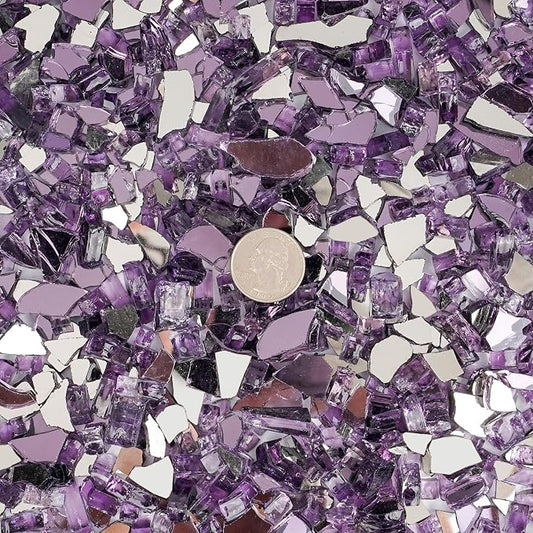 Mr. Fireglass 10 Pounds Fire Glass - 1/2 Inch High Luster Reflective Tempered Glass Rocks for Fireplace Fire Pit Table and Landscaping, Purple