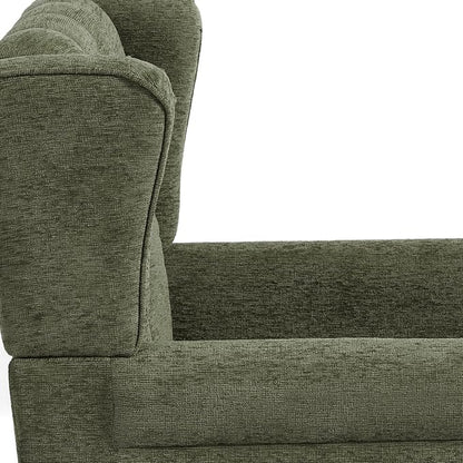 High Back Accent Chair, Fabric Upholstered Armchair Wingback Chair for Living Room, Comfy Single Sofa Solid Wood Legs Bedroom Side Reading Seat - Olive Green