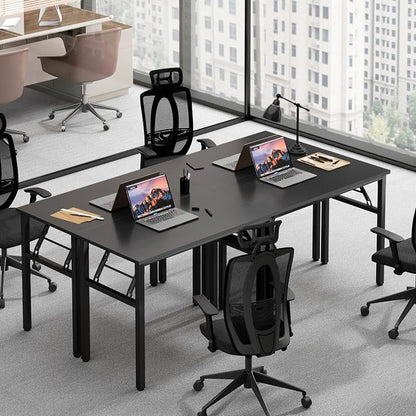 Need Office Computer Desk -35.8 L Sturdy and Heavy Duty Folding Laptop Table,Writing Table/Home Office Desk/Sewing Table, No Assembly Required, Black & Black Frame