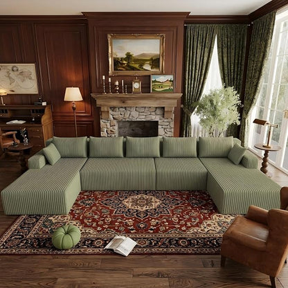 Flexible Combination Cloud Sectional Boneless Couches with Double Chaise,157" Oversized U Shaped Modular Sofa No Assembly Required Foam-Filled Deep Seat Sofa & Couch for Living Room,Apartment