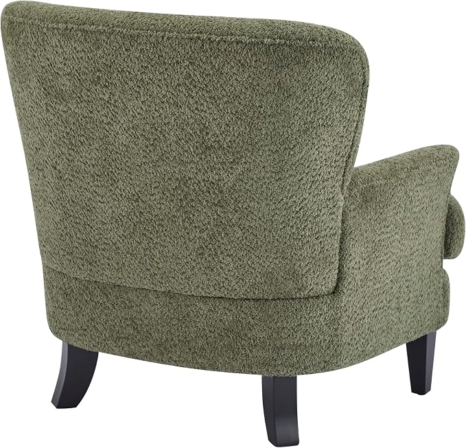 Christopher Knight Home Colby Boucle Upholstered Club Chair, Living Room Accent Chair, Wooden Frame, Flared Armrest, Plush Thick Cushion, Reading Lounge Chair, Space-Saving Furniture, Olive Green