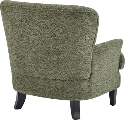 Christopher Knight Home Colby Boucle Upholstered Club Chair, Living Room Accent Chair, Wooden Frame, Flared Armrest, Plush Thick Cushion, Reading Lounge Chair, Space-Saving Furniture, Olive Green