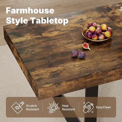 Zevemomo 63"-78.7" Extendable Dining Room Table for 6-8, Expandable Dinner Table Rectangular Kitchen Table Farmhouse Wooden Tables for Dining, Kitchen, Office, Living Room, Space Saving-Rustic Brown