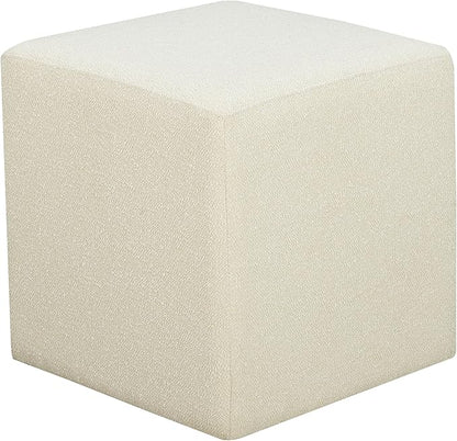 Studio Living Warren 18" Cube Ottoman, Urban Transitional, Fully Assembled, Soft Boucle Fabric, Snow