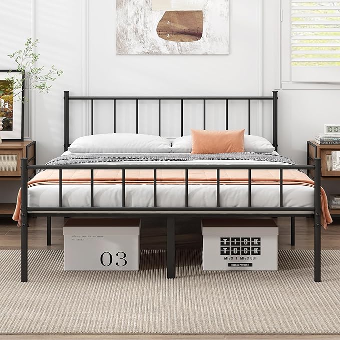 DIIYIV Cal King Metal Bed Frame,Steel Slat Support,Noise Free,Easy Assembly | Cal King Size Bed,Mattress Foundation,Underbed Storage,No Box Spring Needed