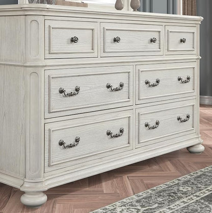 Roundhill Furniture Nelson French Traditional 5-Piece Bedroom Set, Antique White, Queen