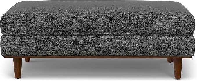 SIMPLIHOME Morrison 49-inch Wide Table Ottoman in Charcoal Grey Woven-Blend Fabric, Multifunctional Footrest, Coffee Table, or Extra Seating for Living Room, Mid-Century Modern Style