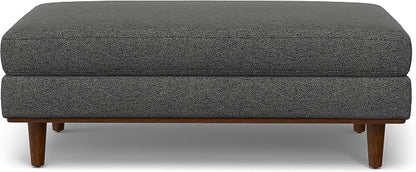 SIMPLIHOME Morrison 49-inch Wide Table Ottoman in Charcoal Grey Woven-Blend Fabric, Multifunctional Footrest, Coffee Table, or Extra Seating for Living Room, Mid-Century Modern Style
