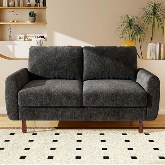 Ihanherry 68" Loveseat Sofa, Modern 2-Seat Couch, Mid Century Sofa, Comfy Chenille Deep Seat Couch for Living Room, Bedroom, Office, Apartment, Black