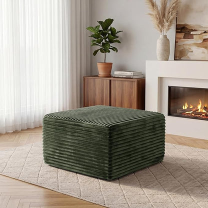 28” Boneless Couch Ottoman Modular Sectional Corduroy Cloud Sofa Foot Rest Ottoman for Living Room,Green
