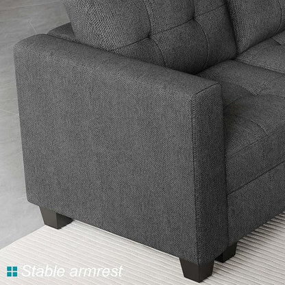 Belffin Reversible Storage Modular U-Shape Sectional Sofa Couch with Double Chaises Modular Sectional Sofa Set with Ottomans Fabric Dark Grey
