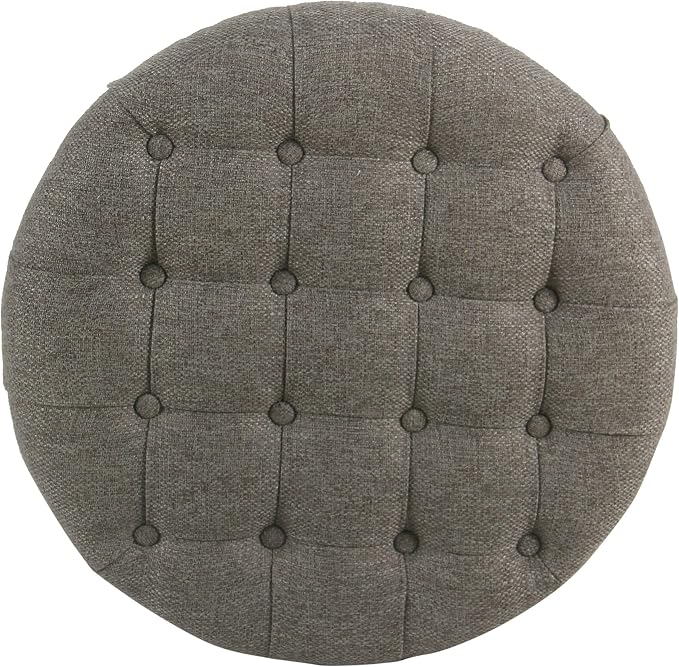 HomePop 25" Button Tufted Round Storage Ottoman - Dark Gray