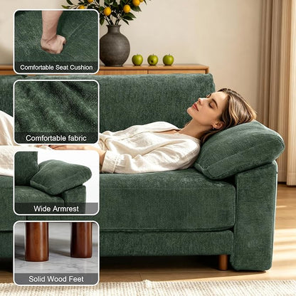 Oversized L Shaped Sectional Couch for Living Room, Extra Large Deep Seat Modular Sectional Sofa with Washable Covers, Modern Cloud Couch for Apartment, Bedroom (Green, U Shape 6 Seat)