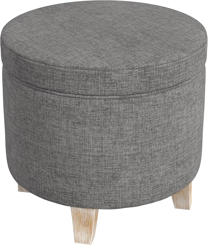 HomePop 19" Round Storage Ottoman - Gray Woven