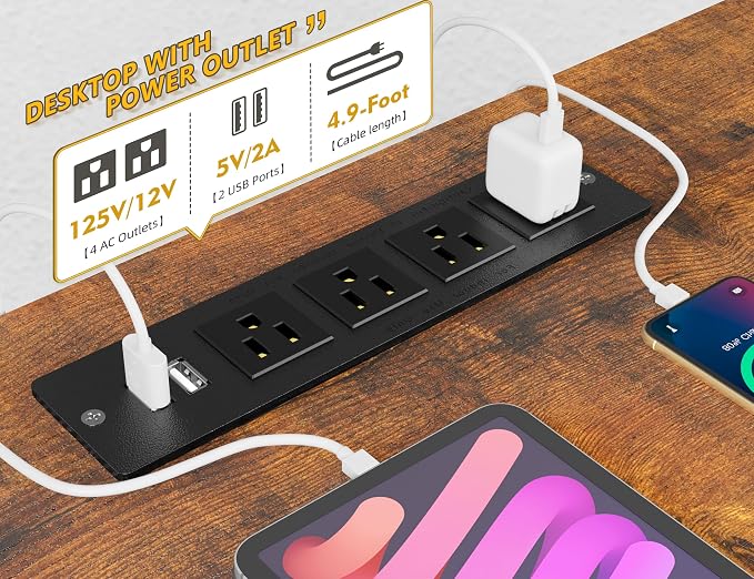 EnHomee 104" L Shaped Desk, 4 Layout Convertible RGB Lights & Monitor Stand | 4-layout l shaped home workstation, 64–104“expandable, charging ports, dual mounts & storage for remote workers, designers
