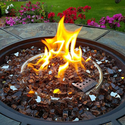 Mr. Fireglass 10 Pounds Fire Glass - 1/2 Inch High Luster Reflective Tempered Glass Rocks for Fireplace Fire Pit Table and Landscaping, Copper
