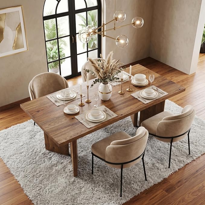 Little Tree Solid Wood Dining Table for 4-6, 63-Inch Farmhouse Kitchen Table, Wood Rectangular Dinner Tables for Kitchen & Dining Room, mesas de comedor
