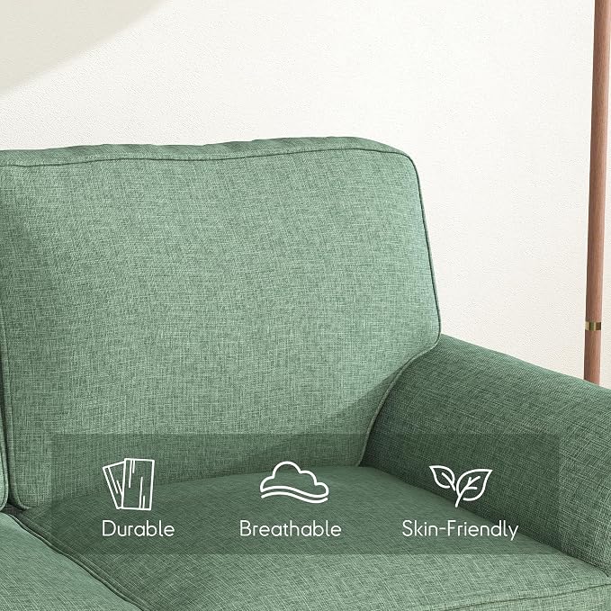 Bonzy Home 57" Loveseat Sofa, 2 Seater Comfy Love Seat Sofa for Living Room, Apartment, Office, Green