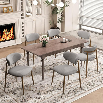 MALOL Dining Chairs Set of 4, Curved Back Kitchen Room Chairs with Metal Legs and Anti Slip Pads, Upholstered Dining Chair for Home and Restaurant, Light Grey