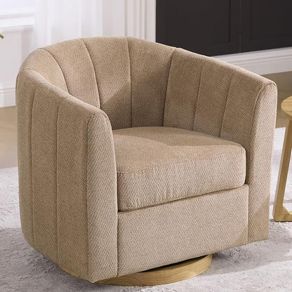 Swivel Barrel Chair Set of 2, 360 Degree Round Swivel Accent Chair for Living Room, Mid Century Modern Upholstered Accent Chair,Comfy Tufted Sofa Armchairs for Bedroom,Nursery,Chenille, Taupe