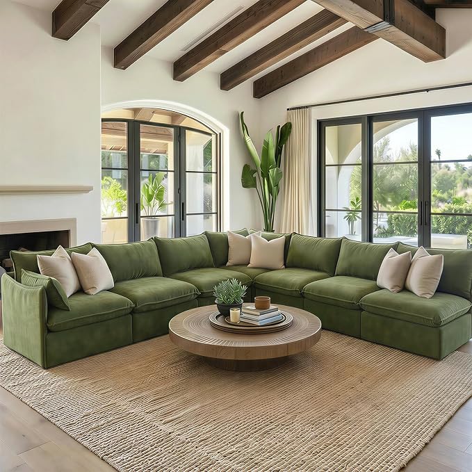 Cloud Modular Corner Sectional, Oversized Deep Seat Comfort, Luxe Chenille | Fully Removable Washable Covers, Memory Foam Seat Cushions, Premium Fabric
