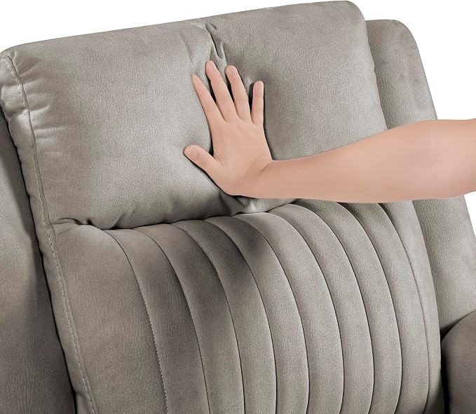 Lexicon Manual Double Reclining Loveseat, Polished Microfiber Manual Wall Hugger Loveseat Recliner for Living Room, Center Storage Console/Cup Holders, Easy Assembly, Dove