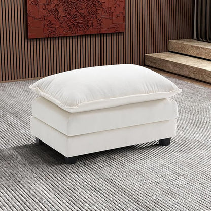 Ihanherry Ottoman for Modular Sectional Cloud Sofa, Chenille Deep Seat Couch for Apartment, Living Room and Bedroom, Beige