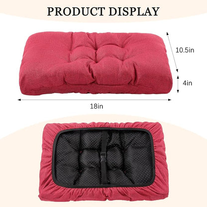 Rectangular Stool Cushion Set of 2, Soft Saddle Stool Cushions with Ties, Nonslip and Washable, Wine Red, 18 x 10.5 x 1.5 Inch