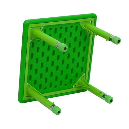 EMMA + OLIVER 24" Square Green Plastic Height Adjustable Activity Table