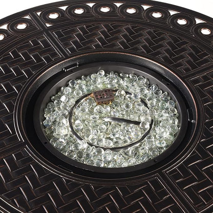 Oakland Living Round 34 in. x 34 in. Aluminum Propane Fire Pit Table with Glass Beads, Two Covers, Lid, 37,000 BTUs in Copper Finish
