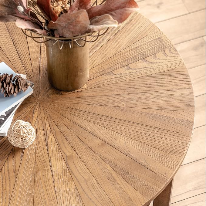 Round Coffee Table, 35" Circle Wood Coffee Table with Storage Shelf, 2 Tier Center Table for Living Room Apartment Home Furniture, Easy Assembly (Espresso,35" Dx35 Wx18 H)